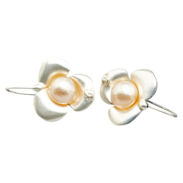 シャネル ココマーク カメリア ピアス シルバー メタル フェイクパール レディース CHANEL 【中古】