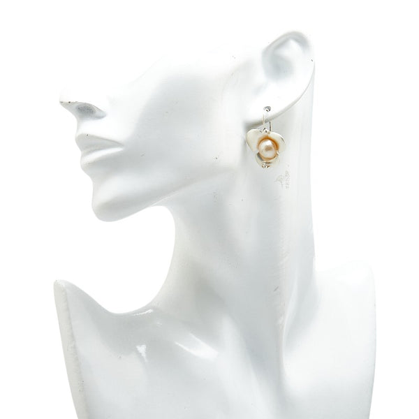 シャネル ココマーク カメリア ピアス シルバー メタル フェイクパール レディース CHANEL 【中古】