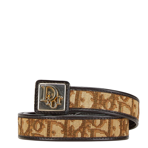 ディオール トロッター ベルト サイズ:75 ベージュ ブラウン キャンバス レザー レディース Dior 【中古】