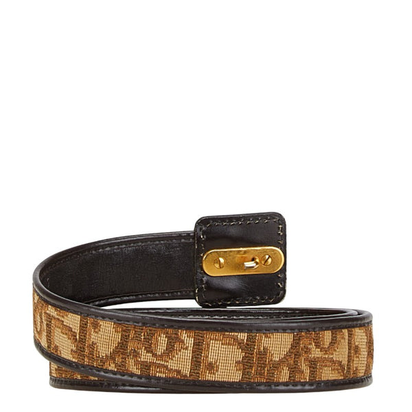 ディオール トロッター ベルト サイズ:75 ベージュ ブラウン キャンバス レザー レディース Dior 【中古】