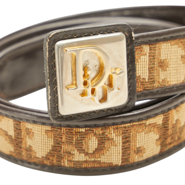 ディオール トロッター ベルト サイズ:75 ベージュ ブラウン キャンバス レザー レディース Dior 【中古】