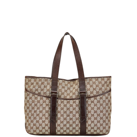 グッチ GGキャンバス ハンドバッグ トートバッグ 153238 001998 ブラウン キャンバス レザー レディース GUCCI 【中古】