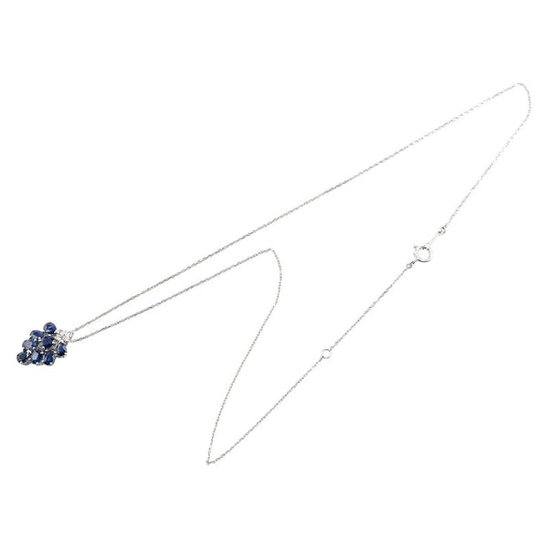 K18WG ホワイトゴールド サファイア1.30ct ダイヤ0.06ct ぶどう 葡萄 モチーフ ペンダントネックレス レディース 【中古】