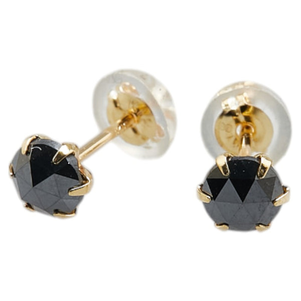 K18YG イエローゴールド ブラックダイヤ0.50ct スタッド ピアス レディース 【中古】