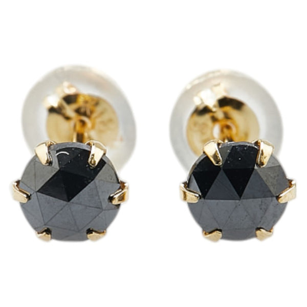 K18YG イエローゴールド ブラックダイヤ0.50ct スタッド ピアス レディース 【中古】