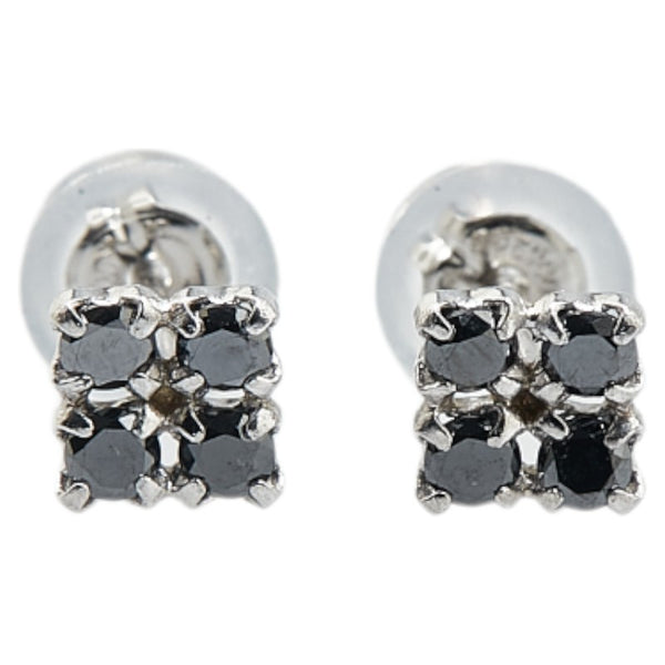 Pt900 プラチナ ブラックダイヤ0.20ct スクエア ピアス レディース 【中古】