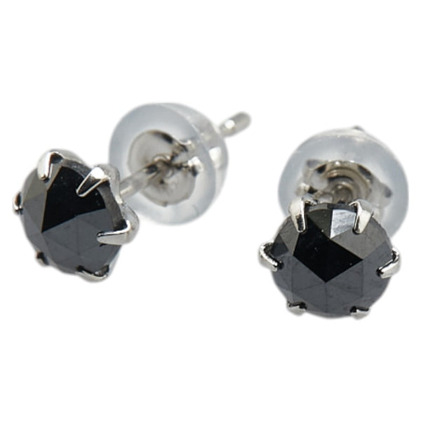 Pt900 プラチナ ブラックダイヤ0.70ct スタッド ピアス レディース 【中古】