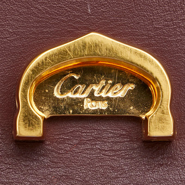 カルティエ マストライン 斜め掛け ショルダーバッグ ボルドー ワインレッド レザー レディース CARTIER 【中古】