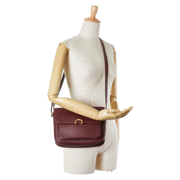 カルティエ マストライン 斜め掛け ショルダーバッグ ボルドー ワインレッド レザー レディース CARTIER 【中古】