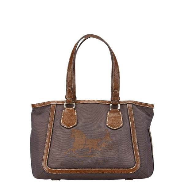 セリーヌ 馬車 ハンドバッグ トートバッグ ブラウン キャンバス レザー レディース CELINE 【中古】