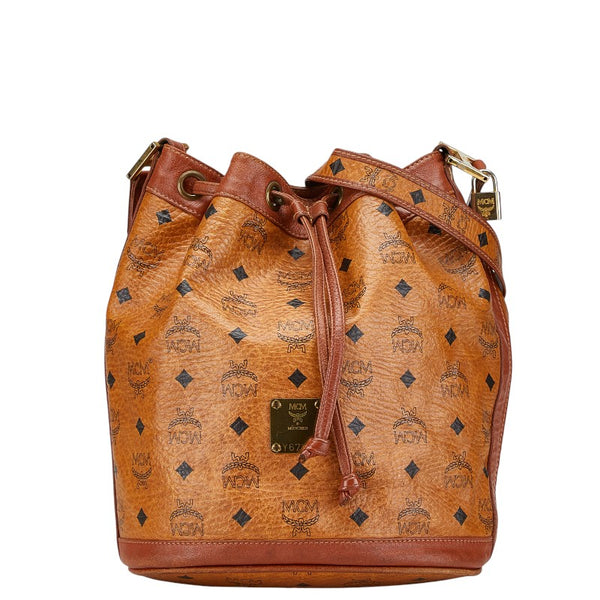 エム シー エム ヴィセトス ロゴグラム ショルダーバッグ ブラウン PVC レザー レディース MCM 【中古】