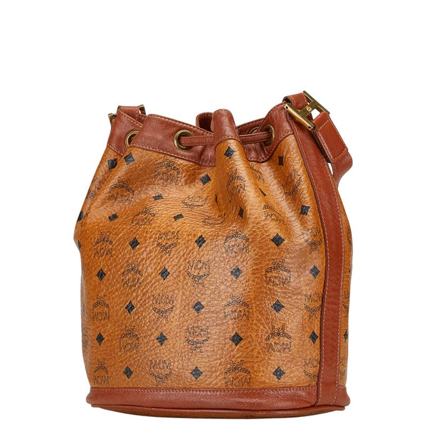 エム シー エム ヴィセトス ロゴグラム ショルダーバッグ ブラウン PVC レザー レディース MCM 【中古】