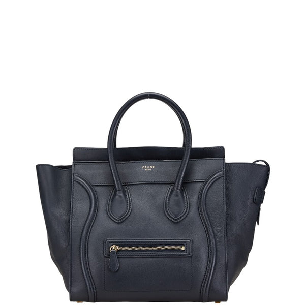 セリーヌ ラゲージ マイクロショッパー ハンドバッグ ブラック レザー レディース CELINE 【中古】