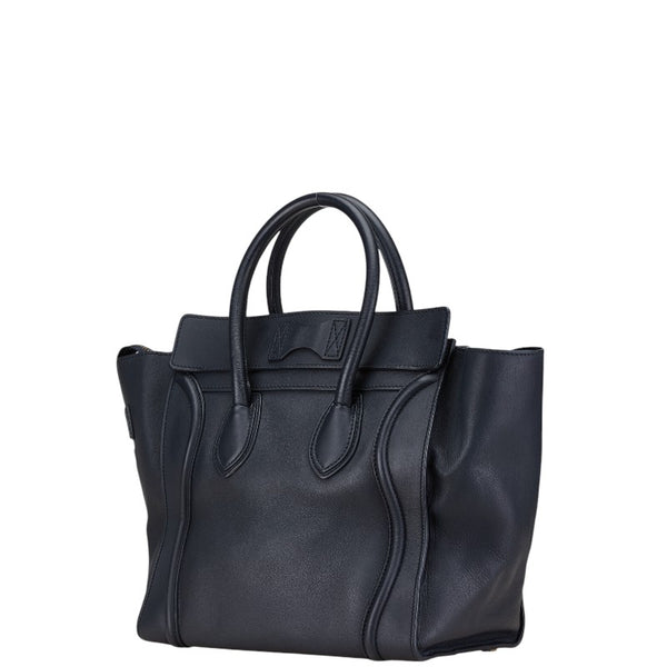 セリーヌ ラゲージ マイクロショッパー ハンドバッグ ブラック レザー レディース CELINE 【中古】