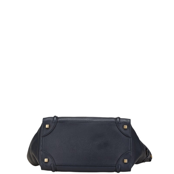 セリーヌ ラゲージ マイクロショッパー ハンドバッグ ブラック レザー レディース CELINE 【中古】