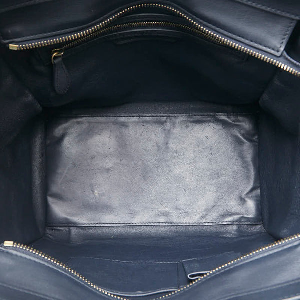 セリーヌ ラゲージ マイクロショッパー ハンドバッグ ブラック レザー レディース CELINE 【中古】