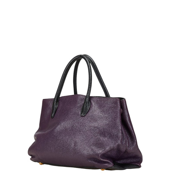 ミュウミュウ トートバッグ ショルダーバッグ 2WAY パープル ブラック レザー レディース MIUMIU 【中古】