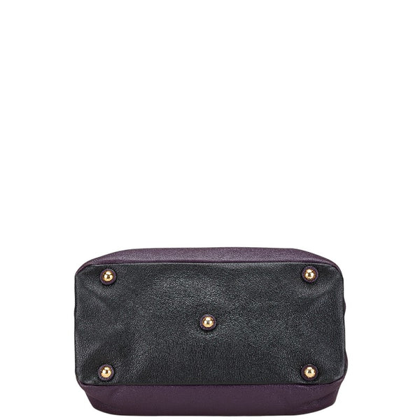 ミュウミュウ トートバッグ ショルダーバッグ 2WAY パープル ブラック レザー レディース MIUMIU 【中古】