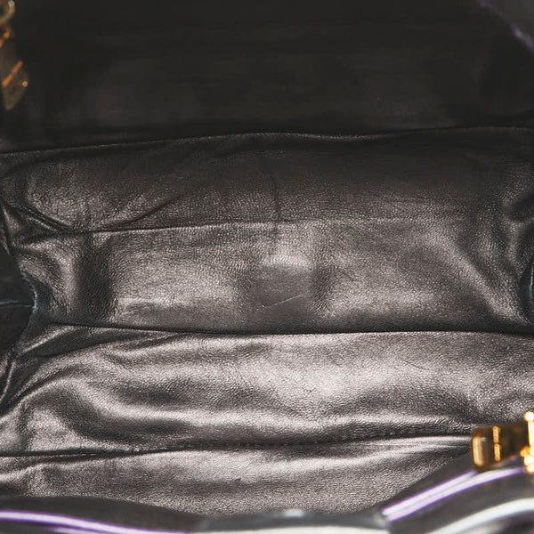 ミュウミュウ トートバッグ ショルダーバッグ 2WAY パープル ブラック レザー レディース MIUMIU 【中古】