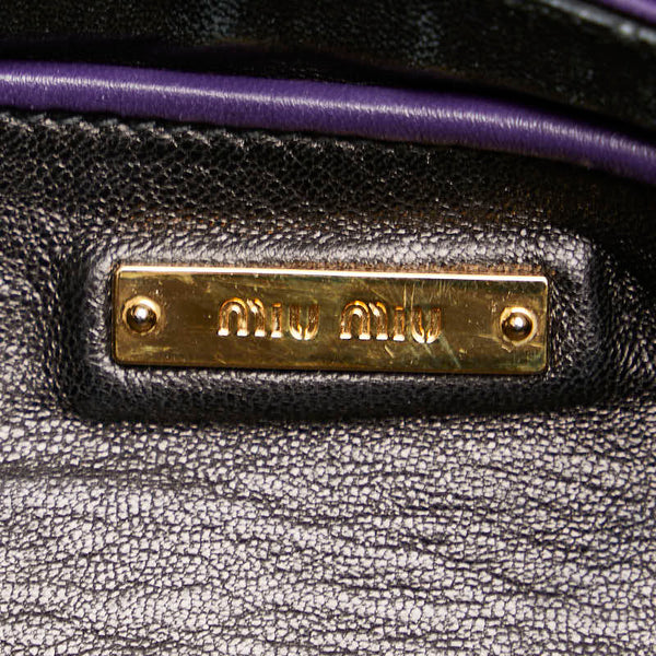 ミュウミュウ トートバッグ ショルダーバッグ 2WAY パープル ブラック レザー レディース MIUMIU 【中古】