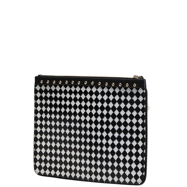 ジバンシー チェック クラッチバッグ セカンドバッグ ブラック ホワイト レザー レディース Givenchy 【中古】
