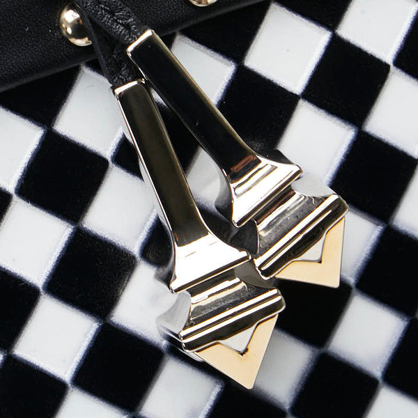 ジバンシー チェック クラッチバッグ セカンドバッグ ブラック ホワイト レザー レディース Givenchy 【中古】