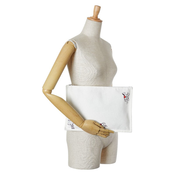 エルメス トゥルースフラット アダダGM 木馬 ポーチ ホワイト レッドマルチカラー キャンバス レディース HERMES 【中古】