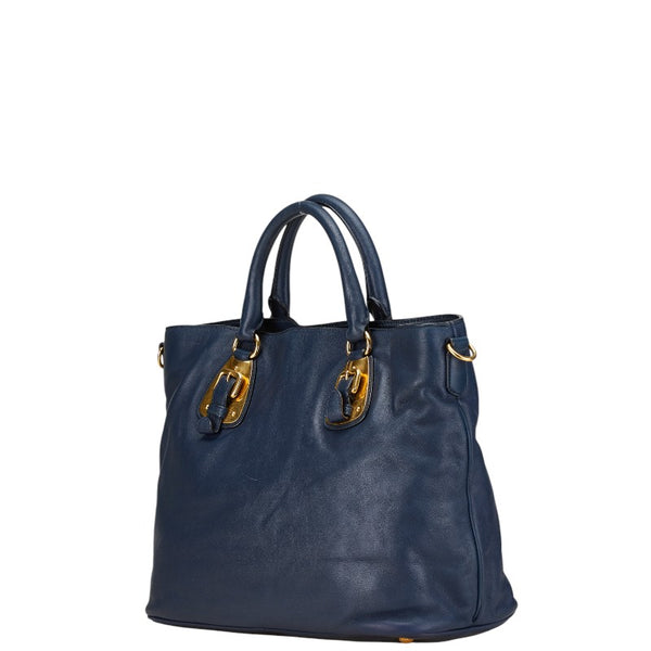プラダ ハンドバッグ ショルダーバッグ 2WAY ネイビー レザー レディース PRADA 【中古】