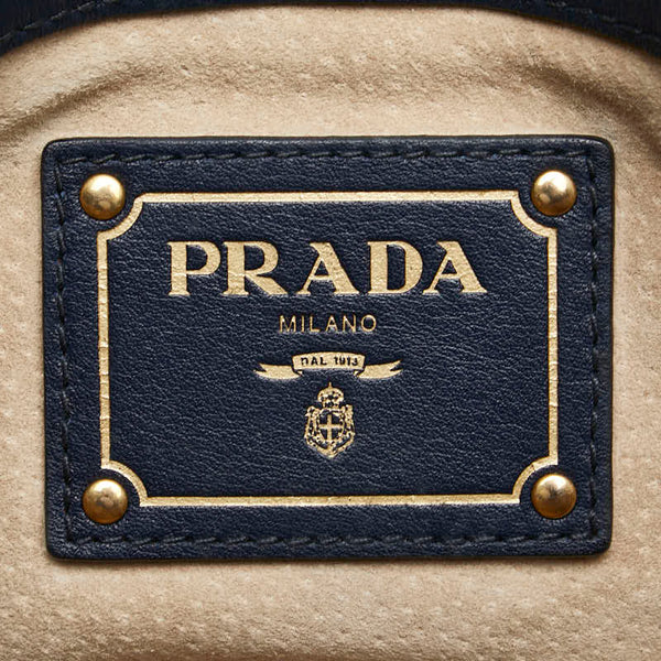 プラダ ハンドバッグ ショルダーバッグ 2WAY ネイビー レザー レディース PRADA 【中古】