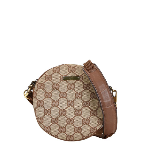 グッチ GGキャンバス ショルダーバッグ 90700 ブラウン キャンバス レザー レディース GUCCI 【中古】