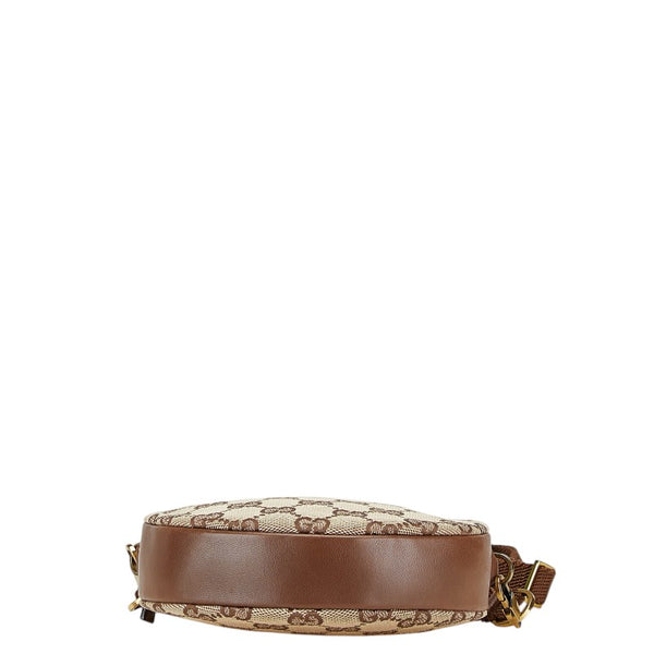 グッチ GGキャンバス ショルダーバッグ 90700 ブラウン キャンバス レザー レディース GUCCI 【中古】