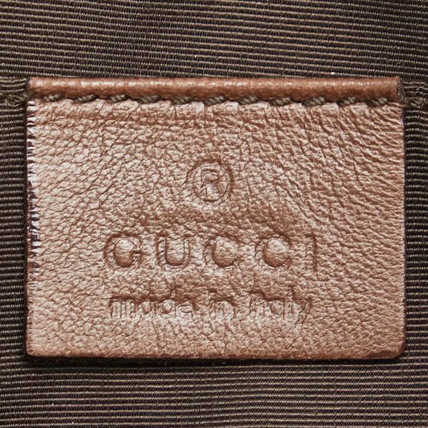 グッチ GGキャンバス ショルダーバッグ 90700 ブラウン キャンバス レザー レディース GUCCI 【中古】