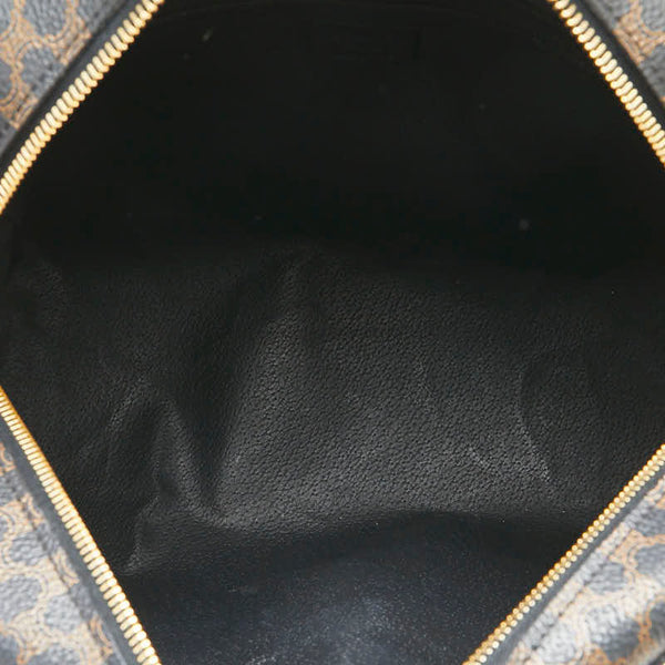 セリーヌ マカダム ハンドバッグ ブラック ブラウン PVC レザー レディース CELINE 【中古】