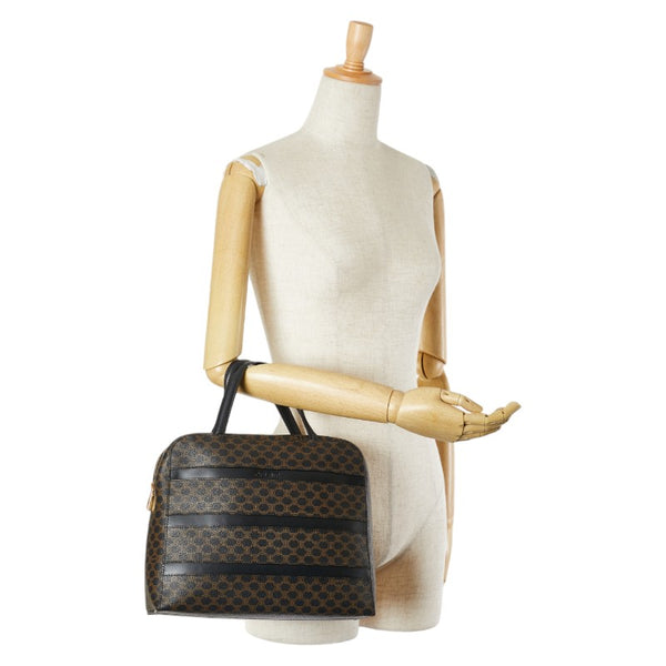 セリーヌ マカダム ハンドバッグ ブラック ブラウン PVC レザー レディース CELINE 【中古】