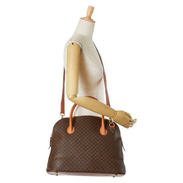 セリーヌ マカダム ハンドバッグ ショルダーバッグ 2WAY ブラウン PVC レザー レディース CELINE 【中古】