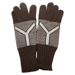 サンローラン Yロゴ 手袋 ブラウン ニット レディース SAINT LAURENT 【中古】