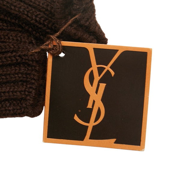サンローラン Yロゴ 手袋 ブラウン ニット レディース SAINT LAURENT 【中古】
