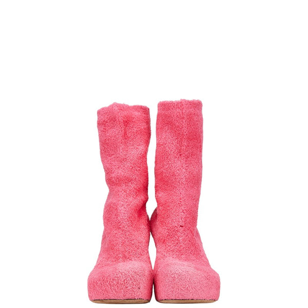 ボッテガヴェネタ ショートブーツ スクエアトゥブーツ サイズ：38 ピンク ニット レディース BOTTEGAVENETA 【中古】