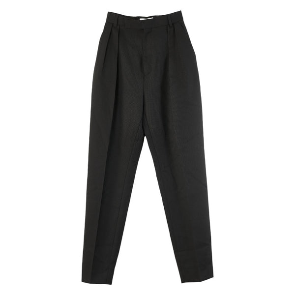 セリーヌ 19SS 2タックニューウェーブロングパンツ パンツ スラックス サイズ：34 ブラック ウール レディース CELINE 【中古】