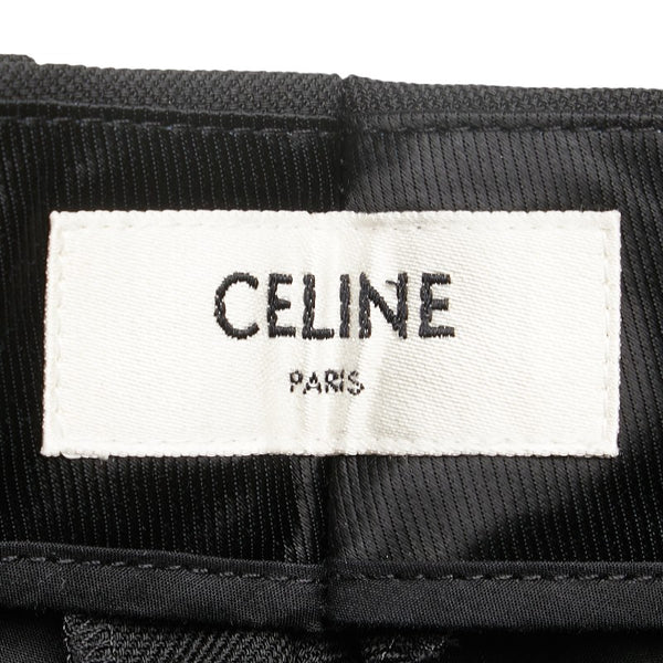 セリーヌ 19SS 2タックニューウェーブロングパンツ パンツ スラックス サイズ：34 ブラック ウール レディース CELINE 【中古】