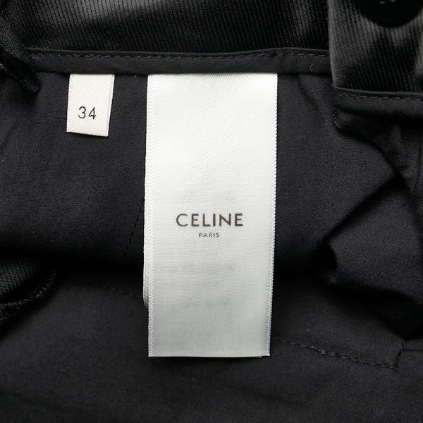 セリーヌ 19SS 2タックニューウェーブロングパンツ パンツ スラックス サイズ：34 ブラック ウール レディース CELINE 【中古】