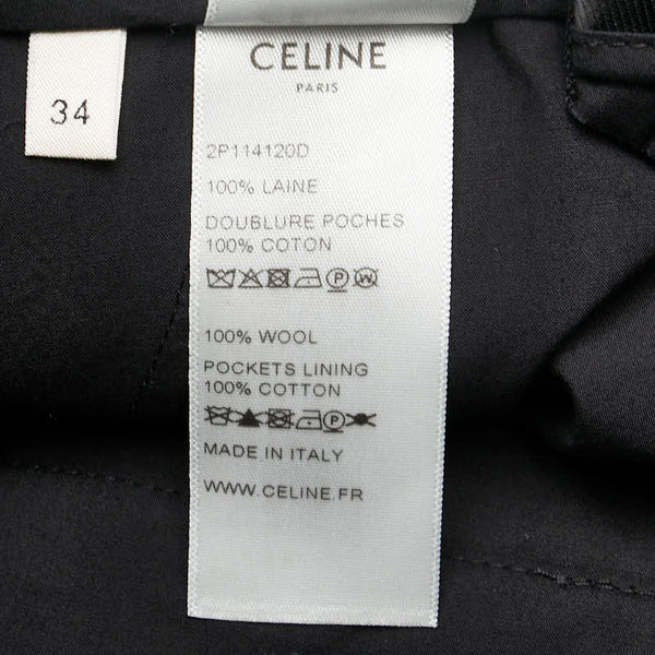 セリーヌ 19SS 2タックニューウェーブロングパンツ パンツ スラックス サイズ：34 ブラック ウール レディース CELINE 【中古】