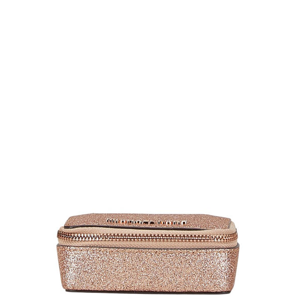 マイケルコース ラメ アクセサリーポーチ 小物入れ ピンク ピンクゴールド グリッターキャンバス レディース Michael Kors 【中古】