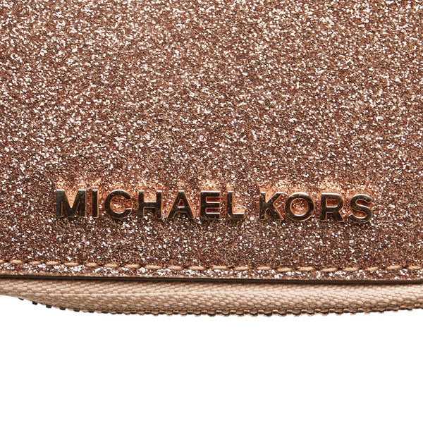 マイケルコース ラメ アクセサリーポーチ 小物入れ ピンク ピンクゴールド グリッターキャンバス レディース Michael Kors 【中古】