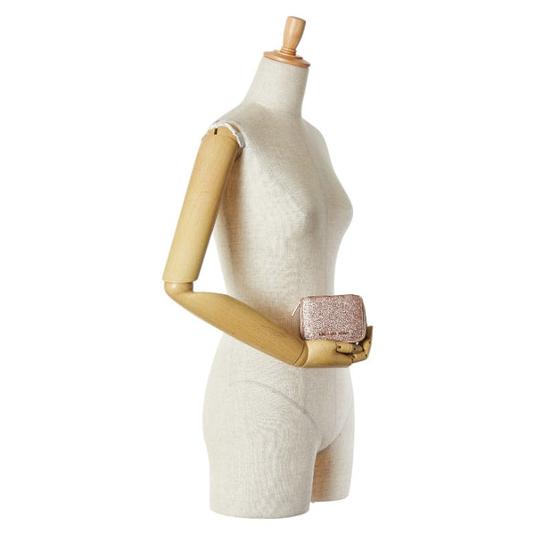 マイケルコース ラメ アクセサリーポーチ 小物入れ ピンク ピンクゴールド グリッターキャンバス レディース Michael Kors 【中古】