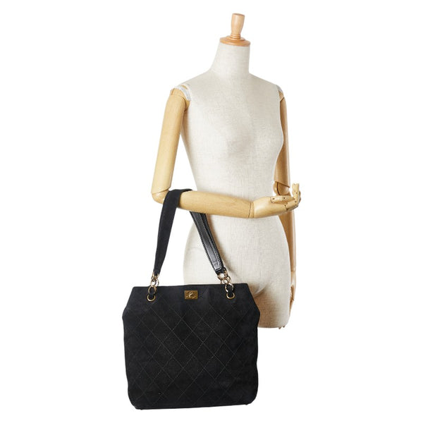 シャネル ココマーク ハンドバッグ トートバッグ ブラック スウェット レディース CHANEL 【中古】