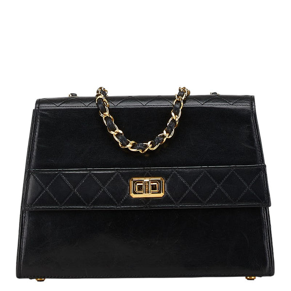シャネル マトラッセ2.55 チェーン ショルダーバッグ ブラック ゴールド ラムスキン レディース CHANEL 【中古】