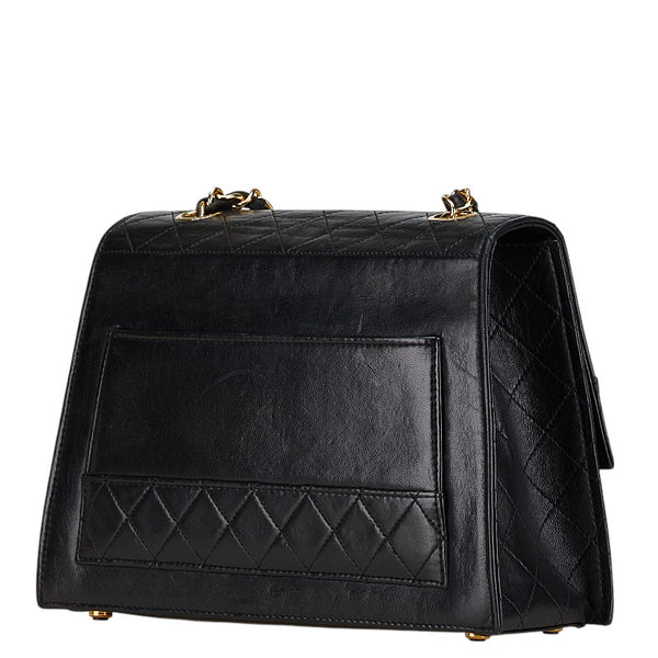 シャネル マトラッセ2.55 チェーン ショルダーバッグ ブラック ゴールド ラムスキン レディース CHANEL 【中古】