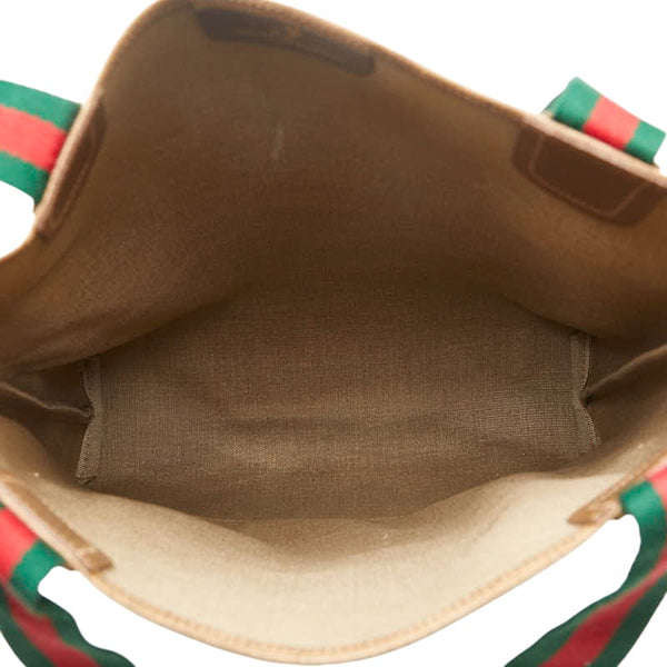 グッチ GGスプリーム シェリーライン ハンドバッグ トートバッグ 39 02 003 ブラウン PVC レザー レディース GUCCI 【中古】