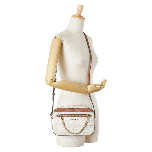 マイケルコース JET SET ITEM 斜め掛け ショルダーバッグ 35S1GTTC9B ホワイト ブラウン PVC レザー レディース Michael Kors 【中古】